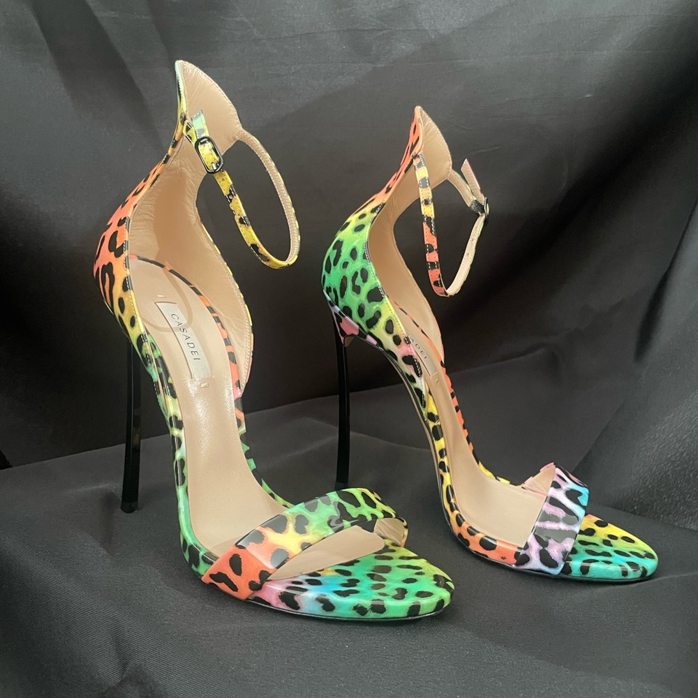 CASADEI Blade Leo Pop Rainbow 115mm Sandals- Size 40